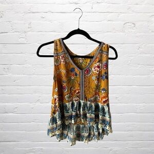 Patrons of Peace // Mustard Floral Tank Top
